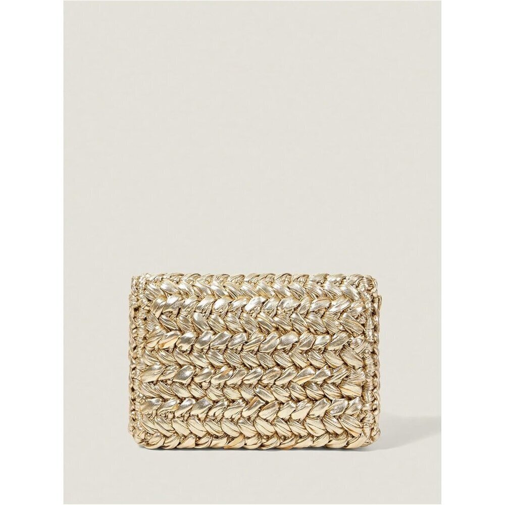 Women's Summer Metallic Straw Woven Crossbody Bag Small Party Handbag - Picture 2 of 6
